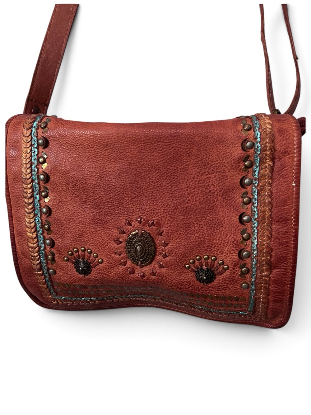 Scully Cognac Brown Pebbled Leather Crossbody Bag